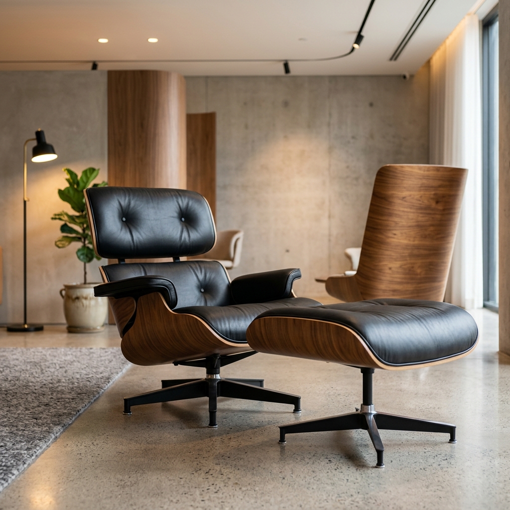 Sillón Lounge Madera y Cuero